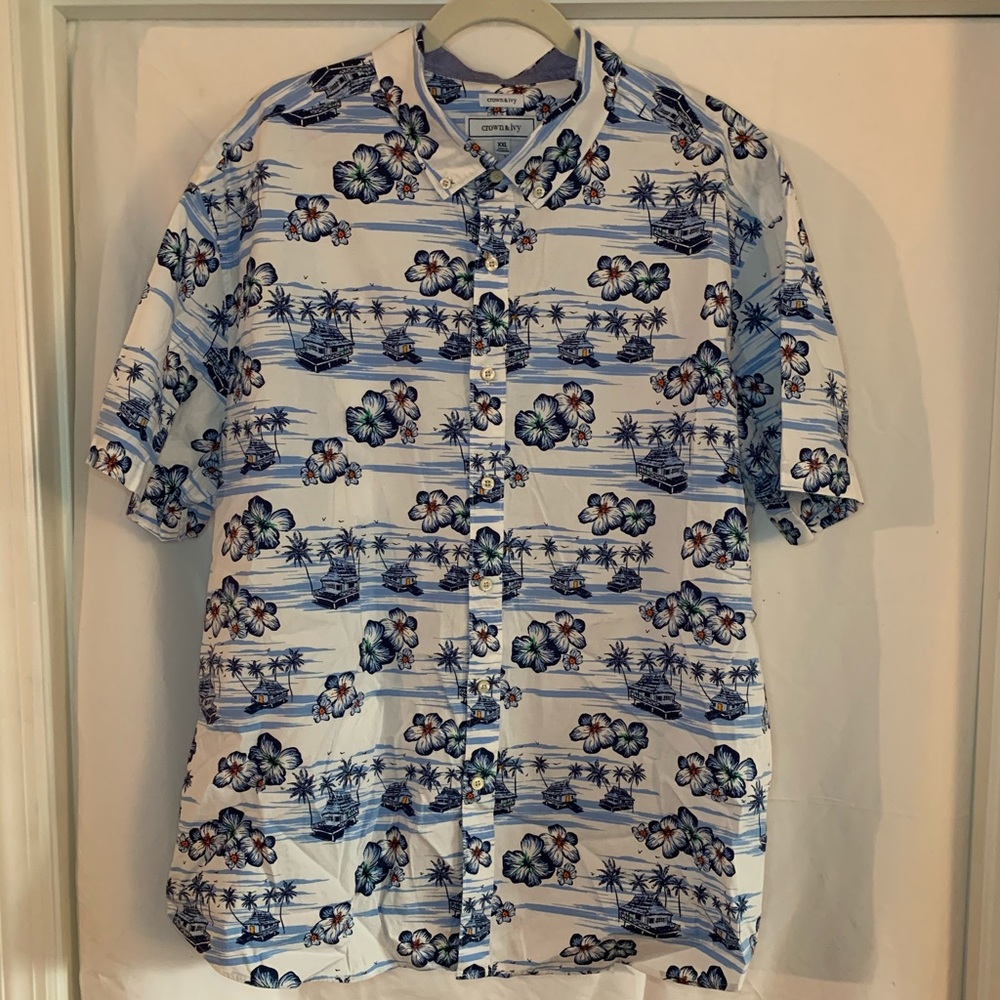 Crown and Ivy Floral Short Sleeve Shirt Size XXL